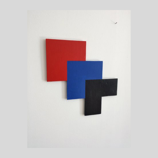 Image of a work from Sjak Marks Square Series painted red, blue and black