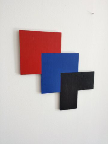 Image of a work from Sjak Marks Square Series painted red, blue and black